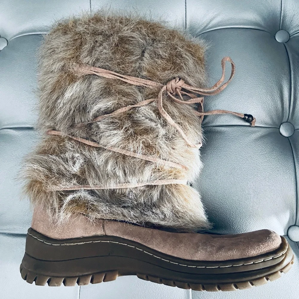 River Island Eskimo Style Faux Fur Winter Boots - size: 38 - US 5